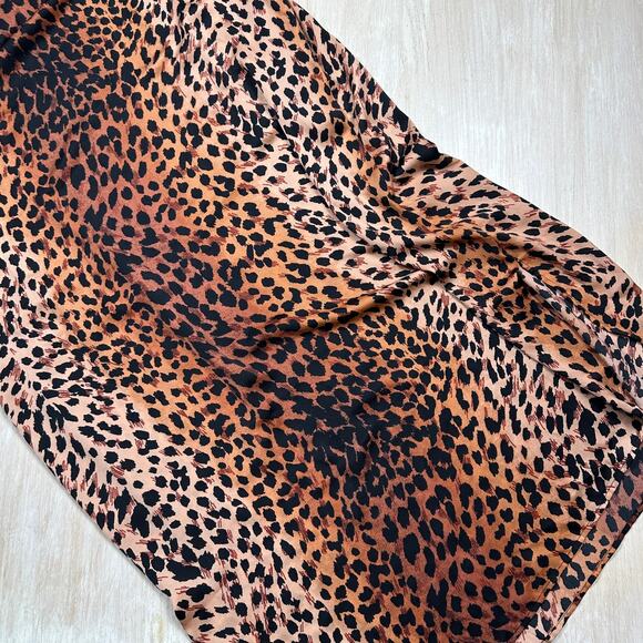 Natori Cheetah Animal Print Mandarin Sleepshirt Loungewear Caftan Dress XL - Picture 15 of 16